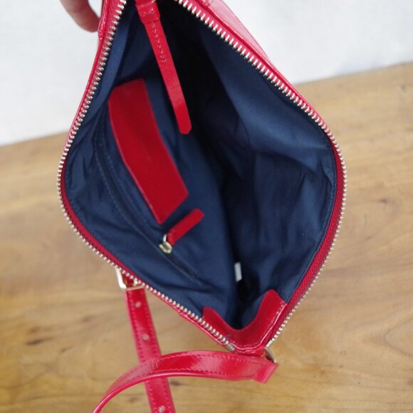 Cole Haan Red Patent Textured Leather Crossbody Purse - Picture 16 of 16